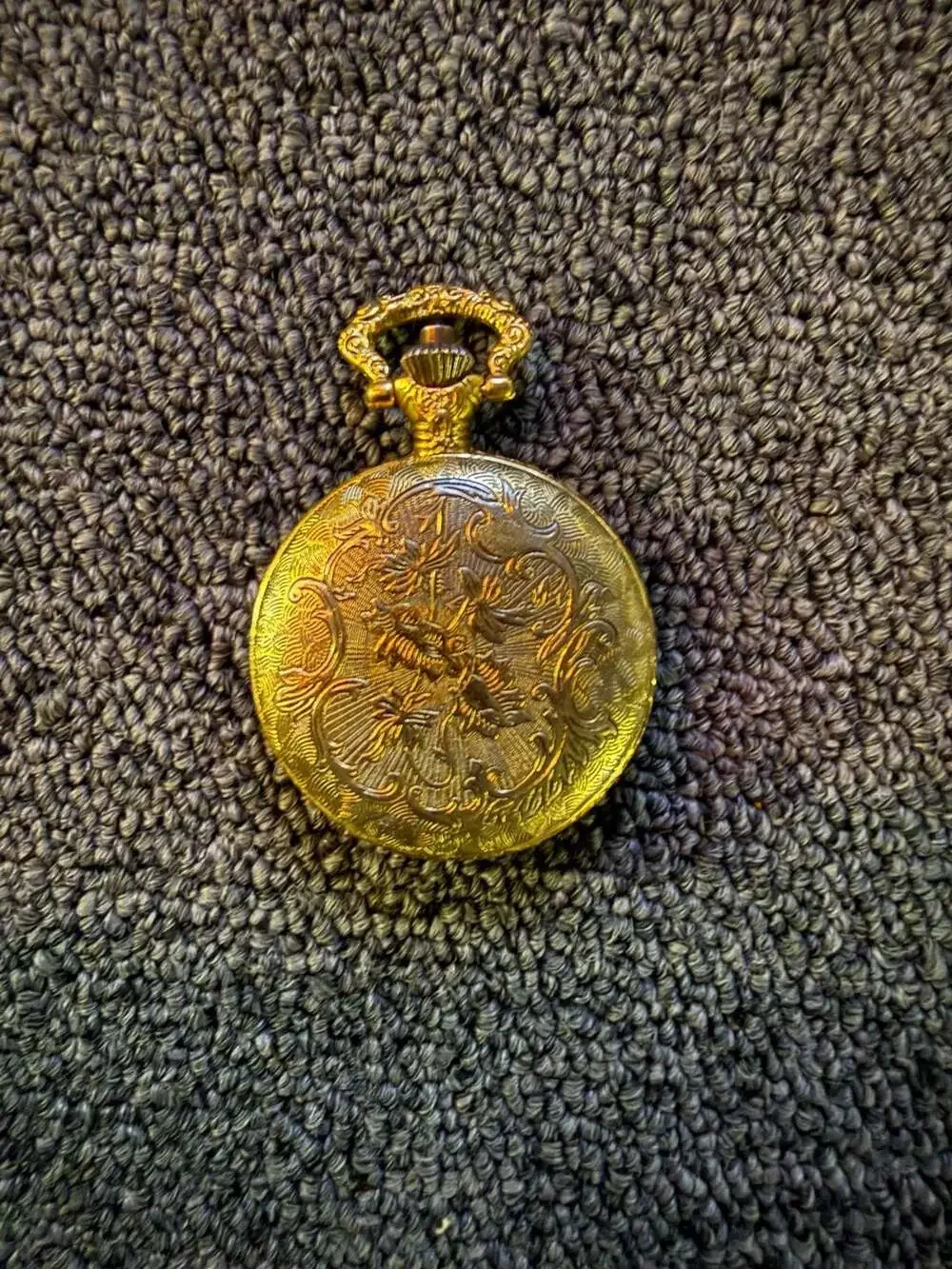 Watch-it Gold Tone Quartz Pocket Watch with Eagle Motif